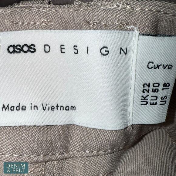 ASOS Design Curve Wide Leg Taupe Dress Pants Size 18 US High Rise Workwear - Picture 5 of 7